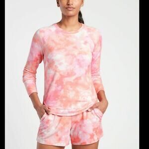 Athleta Mindset Printed Sweatshirt in Positive Latitude Tie Dye Tulip Hem Lounge